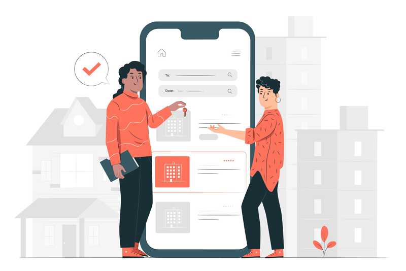 Real Estate Industry Digital Solutions Illustration