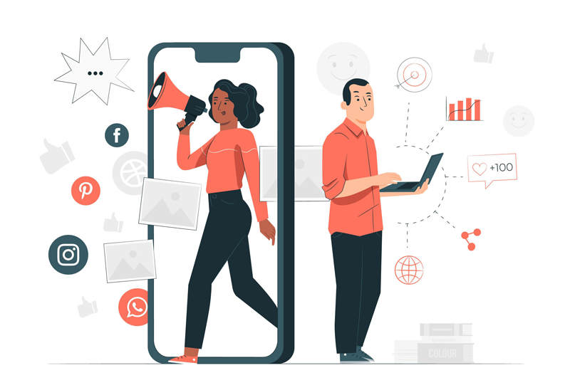 Social Media Industry Digital Solutions Illustration
